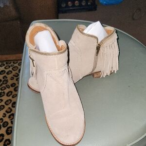 DV by Dolce Vita Cream Fringe Ankle Booties